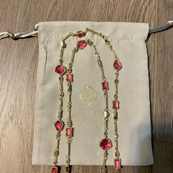 Kendra Scott Jewelry - New Kendra Scott Yazmin Rose Gold Long Necklace Berry Mix NWT